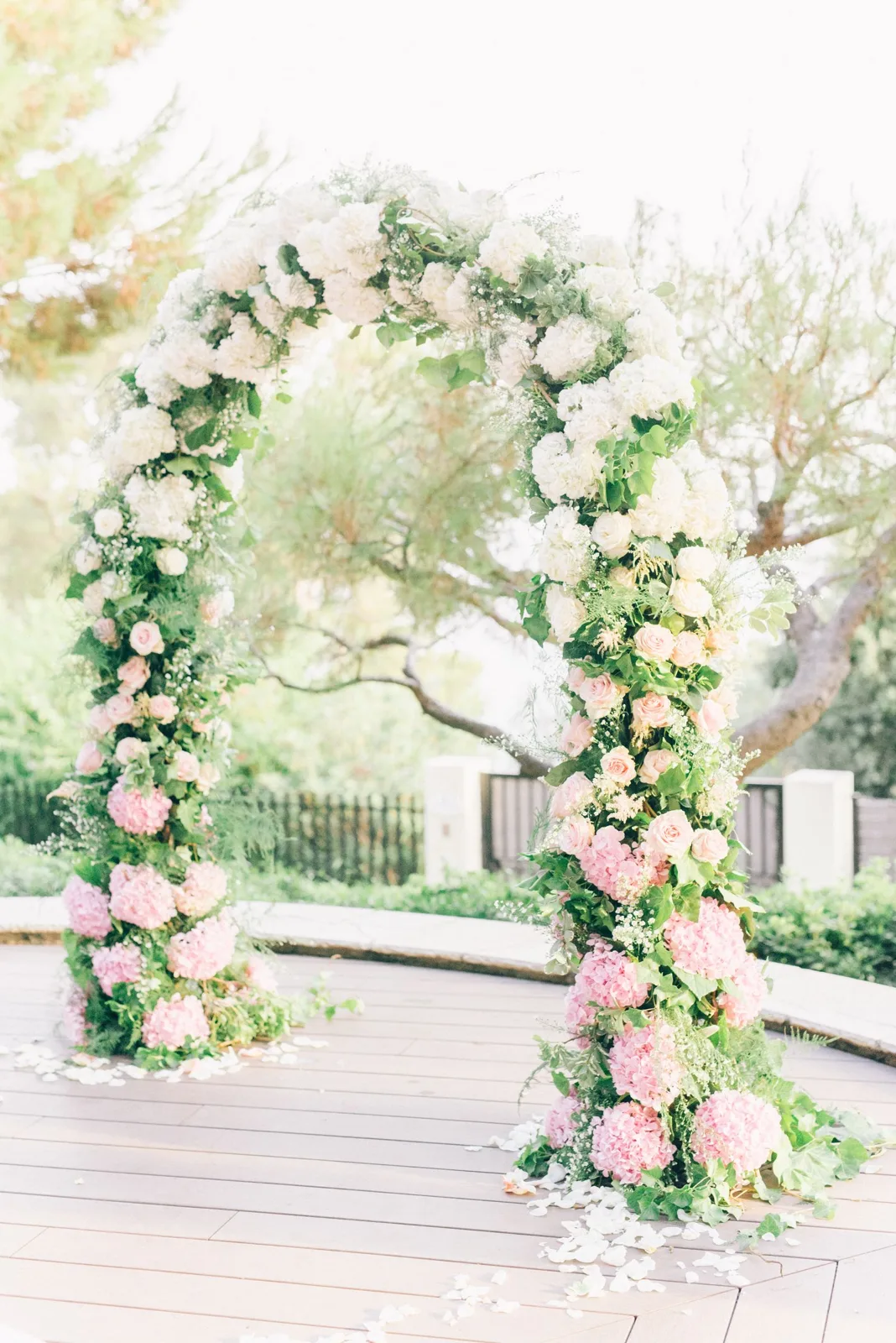 Wedding ceremony floral arch