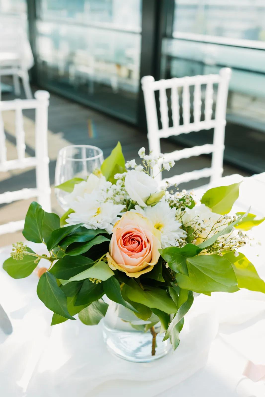 Wedding table centrepiece with candles